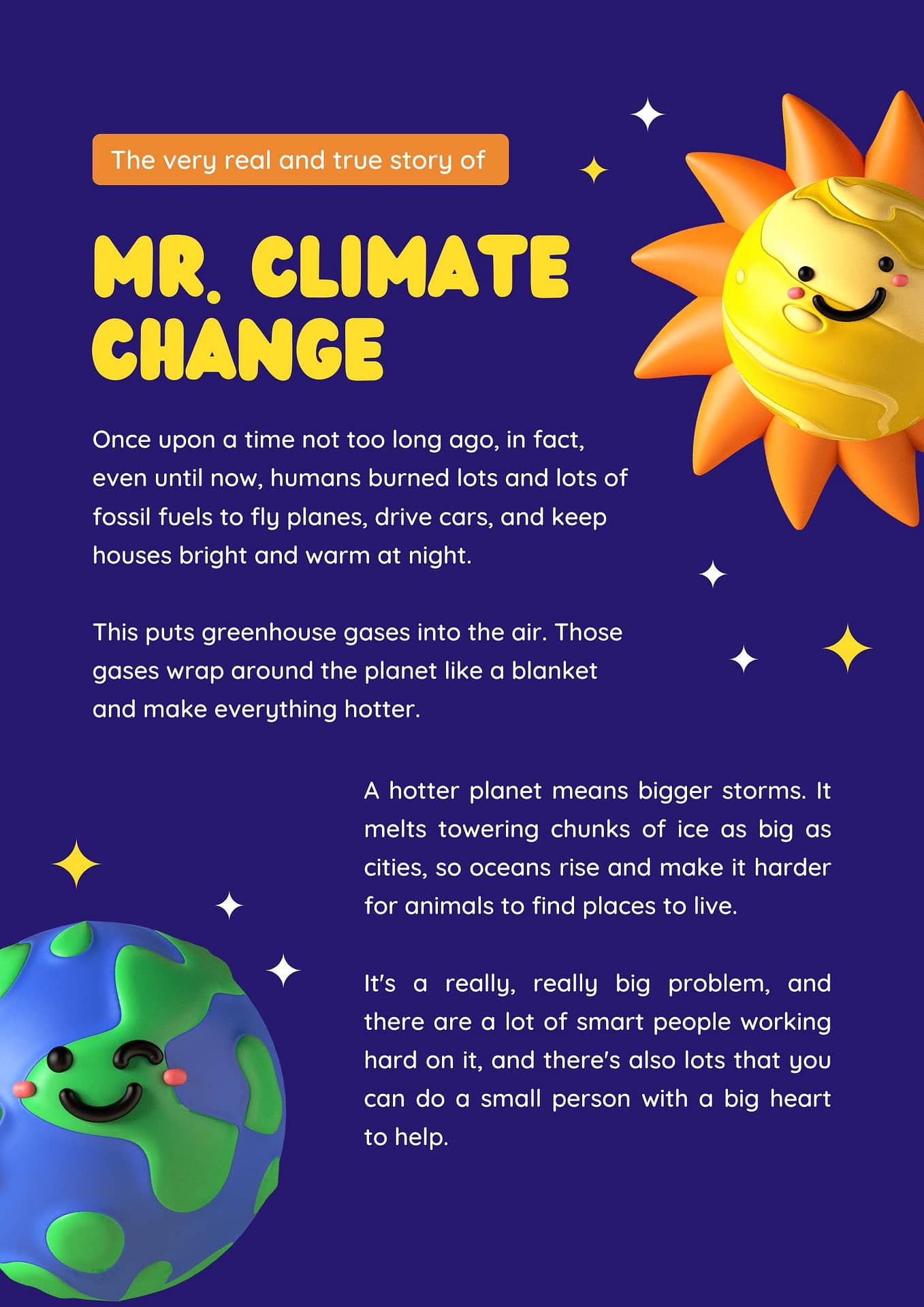 Cream Earth Global Warming Poster